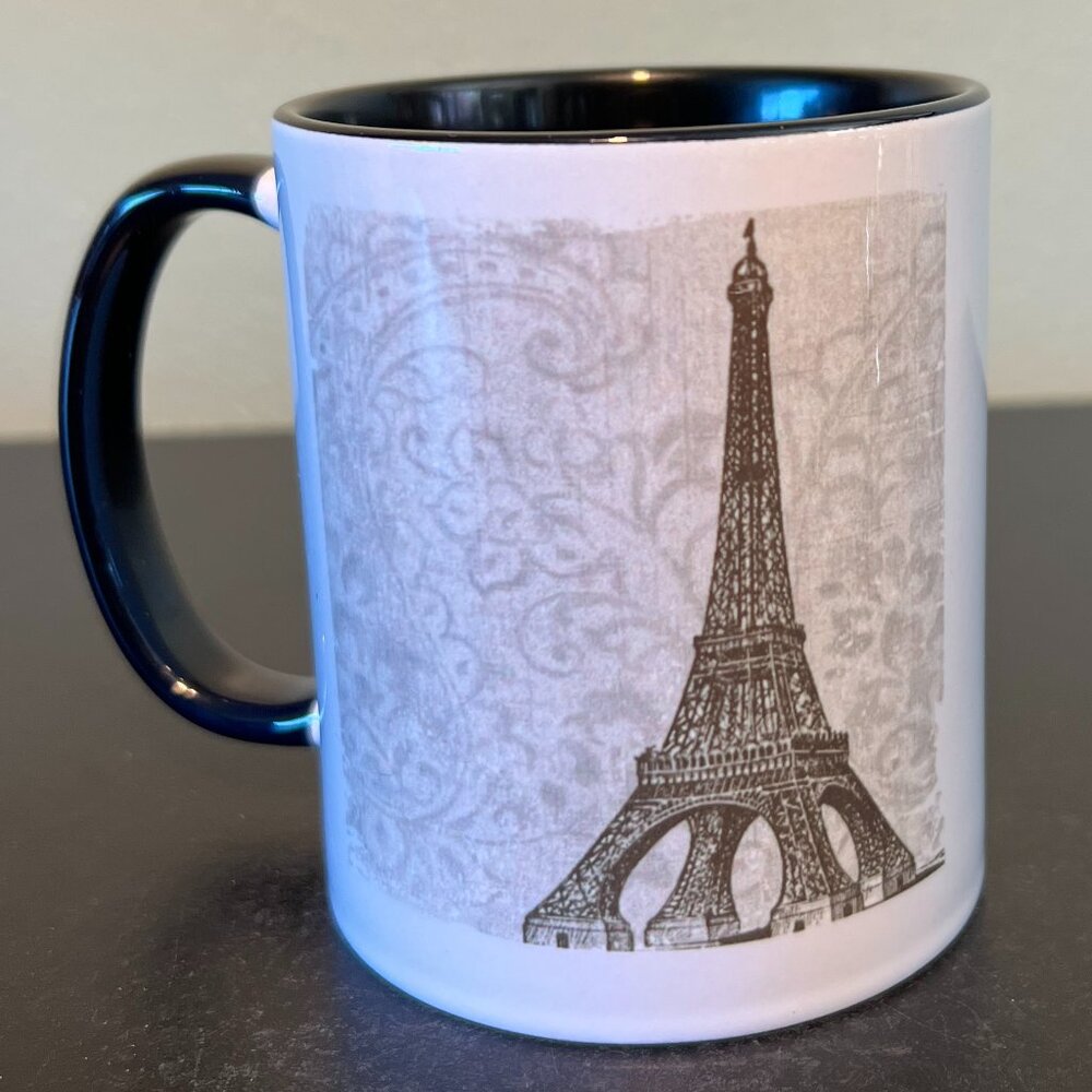 Eiffel Tower PARIS FRANCE Ceramic Souvenir Coffee Mug Cup Parisian Landmark 12oz